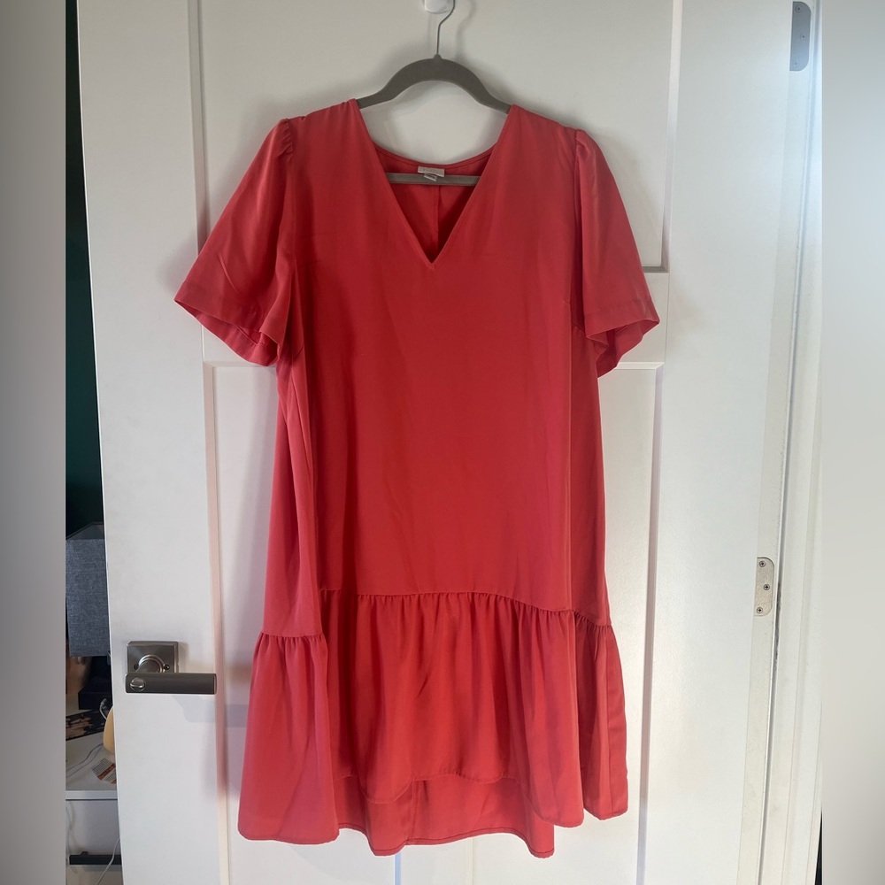 Coral ruffle dress